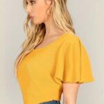 Flutter Sleeve Textured Fitted Top