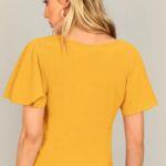 Flutter Sleeve Textured Fitted Top