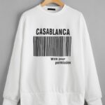 Drop Shoulder Letter & Bar Code Graphic Pullover