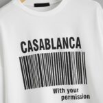 Drop Shoulder Letter & Bar Code Graphic Pullover