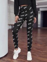 Wide Waistband Letter Graphic Leggings