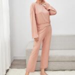 Solid Drop Shoulder Lounge Set