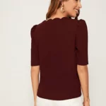Scallop Trim Puff Sleeve Top