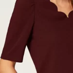 Scallop Trim Puff Sleeve Top