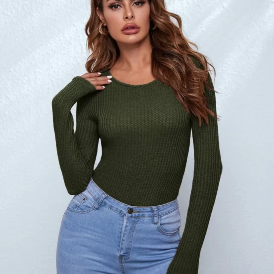 Waffle Knit Form Fitted Tee