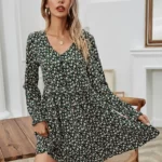Ditsy Floral Print V-neck Dress
