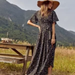 Allover Floral Print Split Thigh Belted Dress