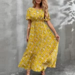 Allover Floral Print A-line Dress Without Belt