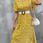 Allover Floral Print A-line Dress Without Belt