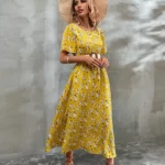 Allover Floral Print A-line Dress Without Belt