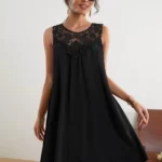 SHEIN Guipure Lace Yoke Tunic Dress