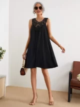 SHEIN Guipure Lace Yoke Tunic Dress