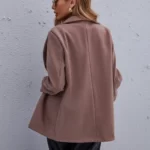 Solid Open Front Lapel Neck Overcoat