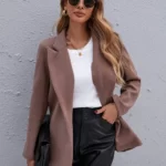 Solid Open Front Lapel Neck Overcoat