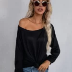 Solid Scoop Neck Raglan Sleeve Pullover