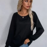 Solid Scoop Neck Raglan Sleeve Pullover