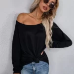 Solid Scoop Neck Raglan Sleeve Pullover